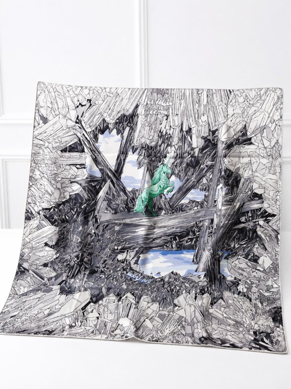 Authentic Hermès La Vallée de Cristal Carré 90 Silk Scarf